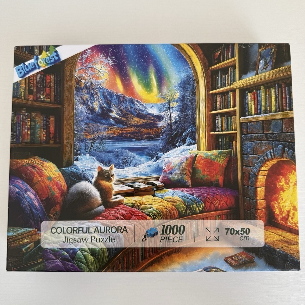 1000 Pieces Jigsaw Puzzle Colorful Aurora Cat Cozy Bright Colorful 70X50 CM
